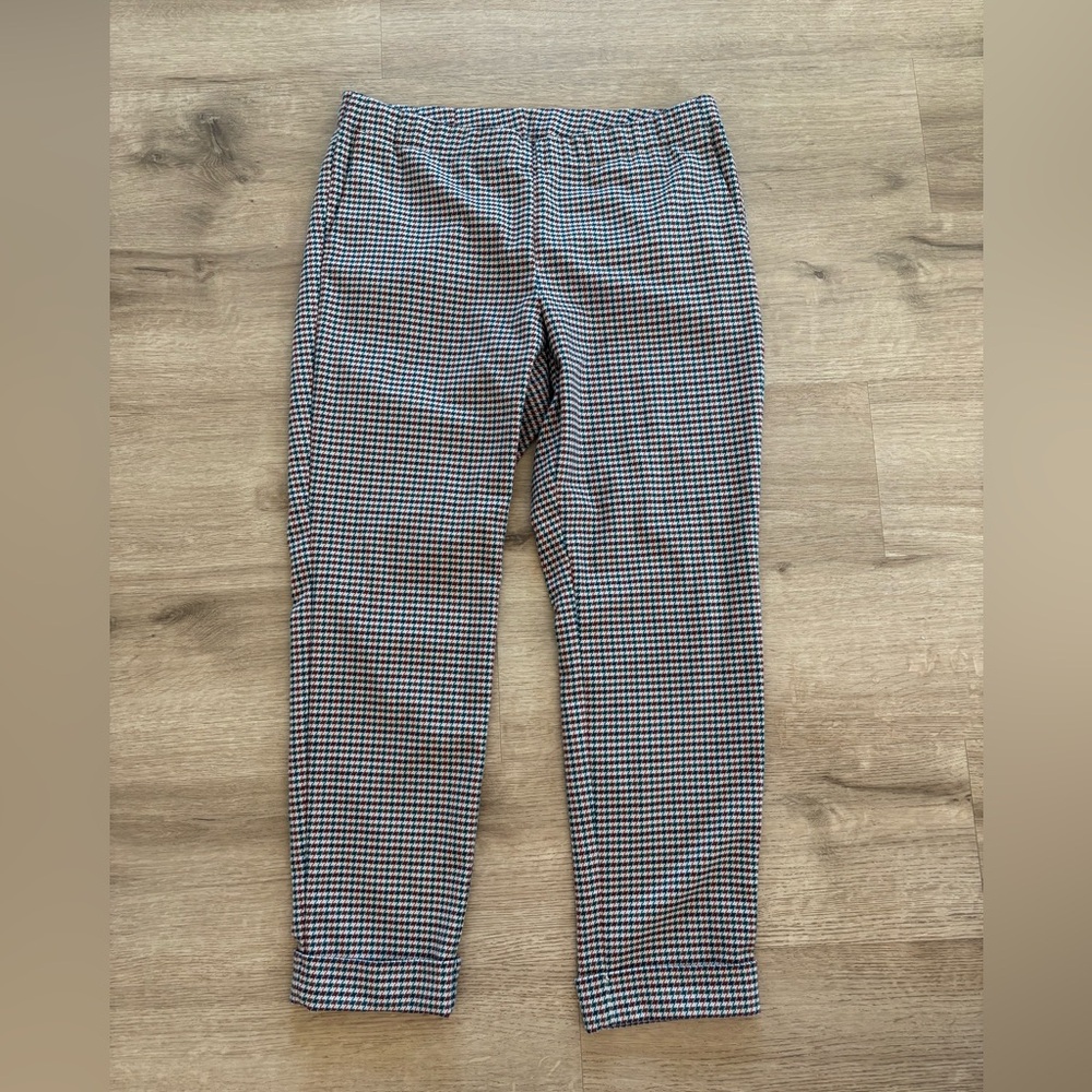 J Jill Pants Womens 12 Houndstooth Preppy Career Pull On Pockets Stretch Knit